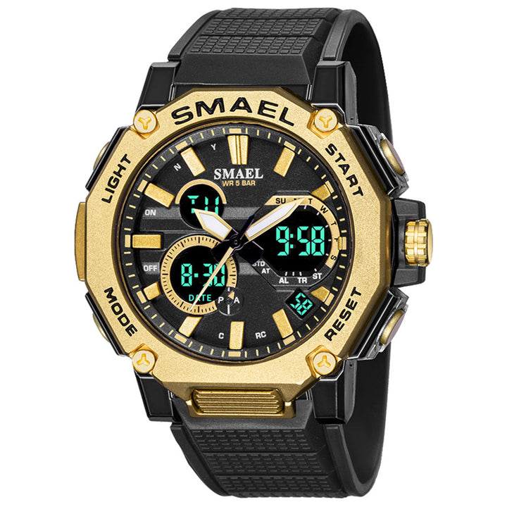 Double Display Waterproof Luminous Sports Electronic Watch