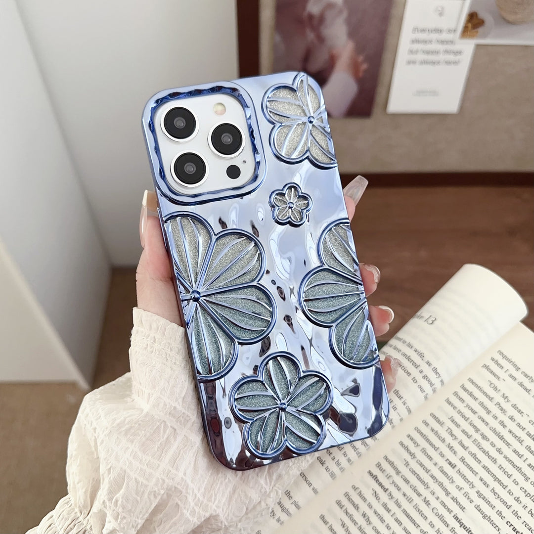 Electroplating Pleated Flower I Phone Case