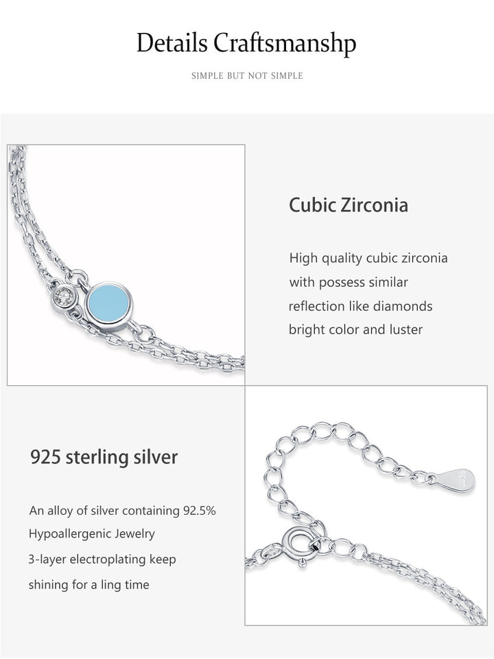 Women's S925 Silver Geometric Round Bracelet