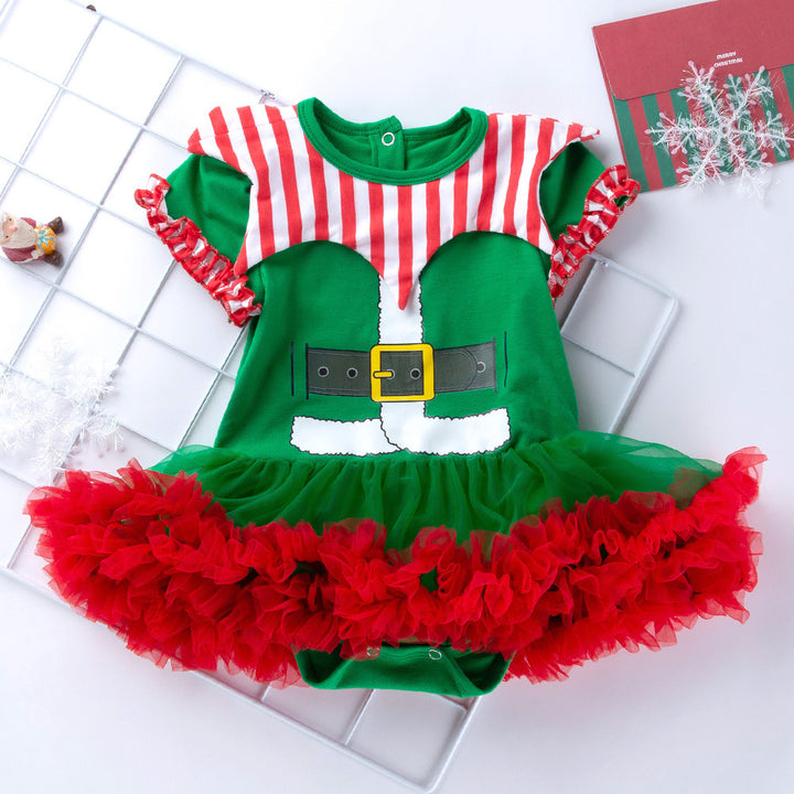 Costume de bébé rober à rayures de Noël