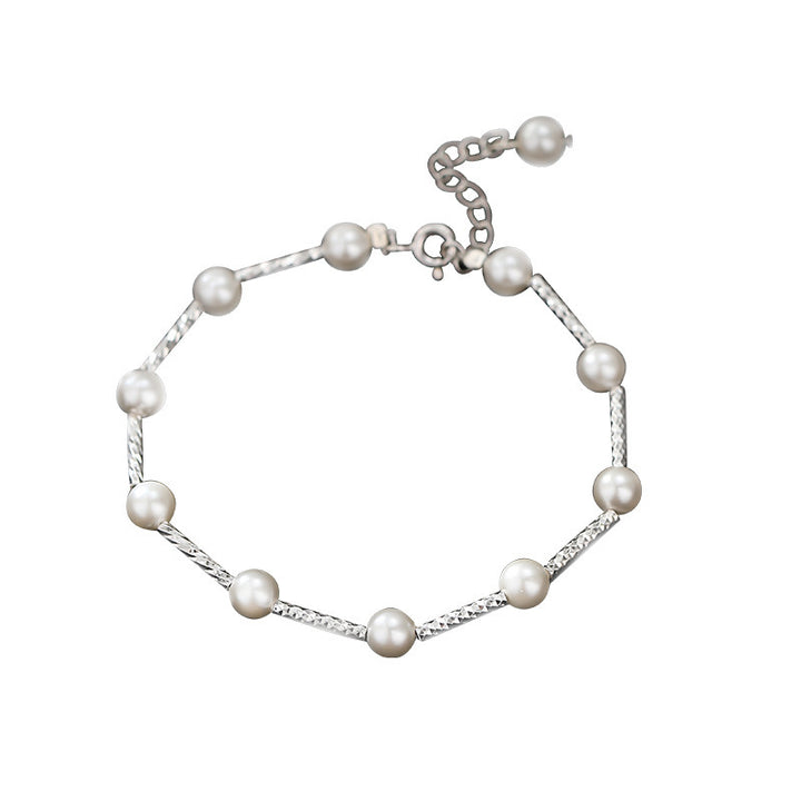 Sterling Silver Starry Silver Pearl -armband voor vrouwen