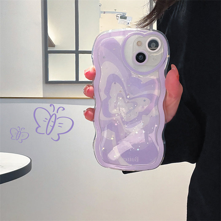 Epoxy Purple Butterfly Armband Glitter Soft Shell Telefonfodral