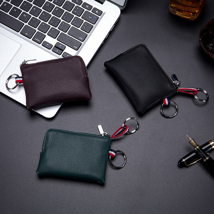 Herenmunt Purse European en American Leather Mini Wallet Soft Leather Zip Coin Driving License Key Case Card Holder Ultra-Thin