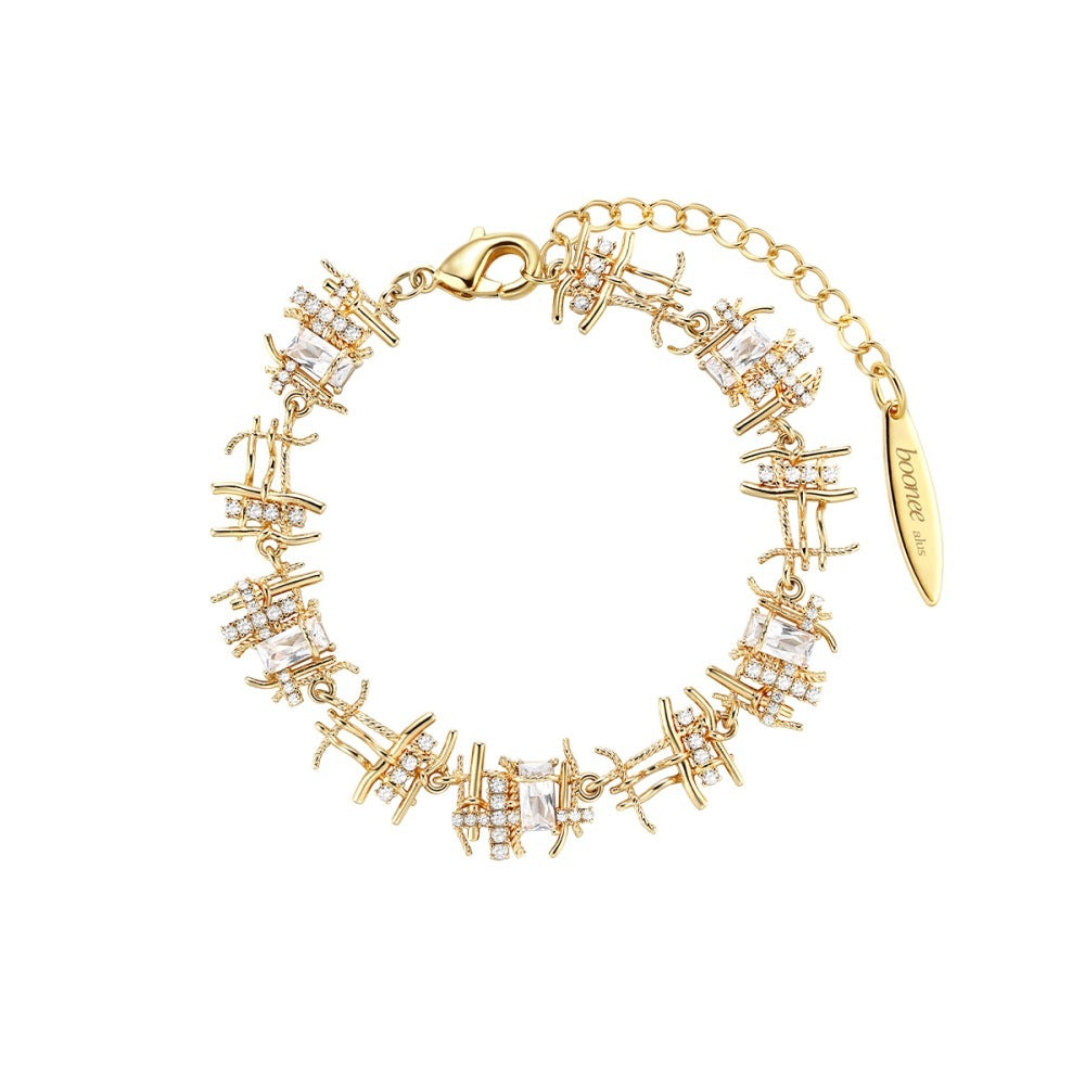 Women's Woven Zircon Bracelet Hollow-Outニッチ