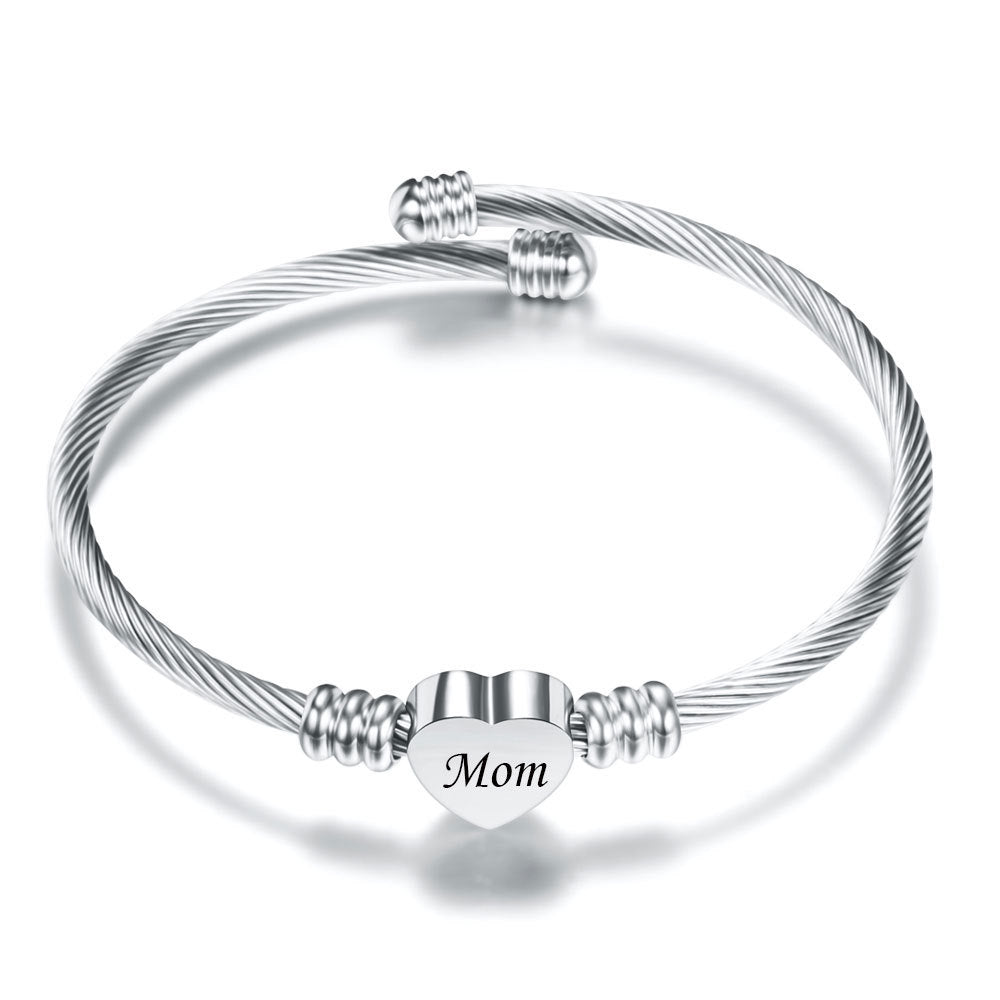 Mother's Day Mom Letter Stainless Steel Braided Bracelets