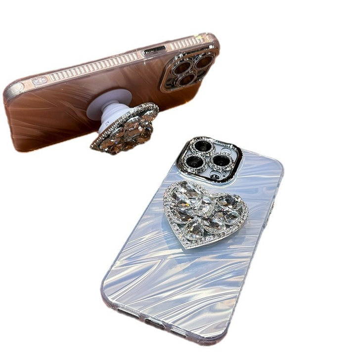 Protettore lente Rhinestone Love Bracket Case del telefono