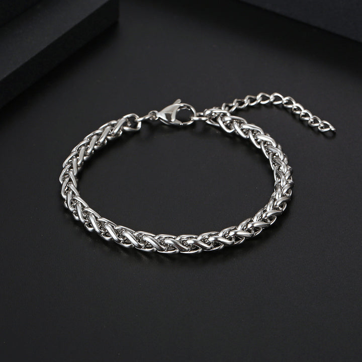 Bracelet en acier en titane accessoires de garçons tissés simples pour hommes