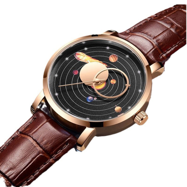 Clásico y simple tendencia de la correa de reloj de cuero de cuero de cuarzo casual