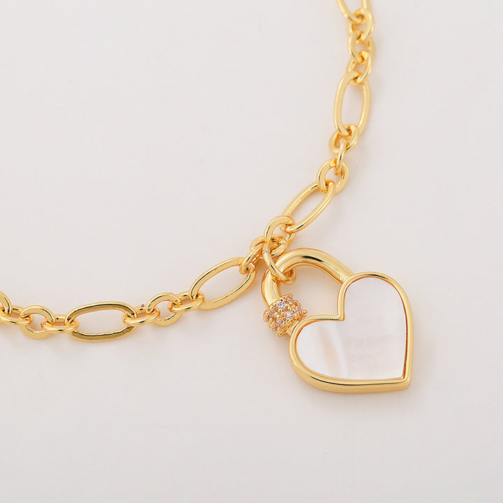 Inlaid Shell Peach Heart Simple All-match Bracelet