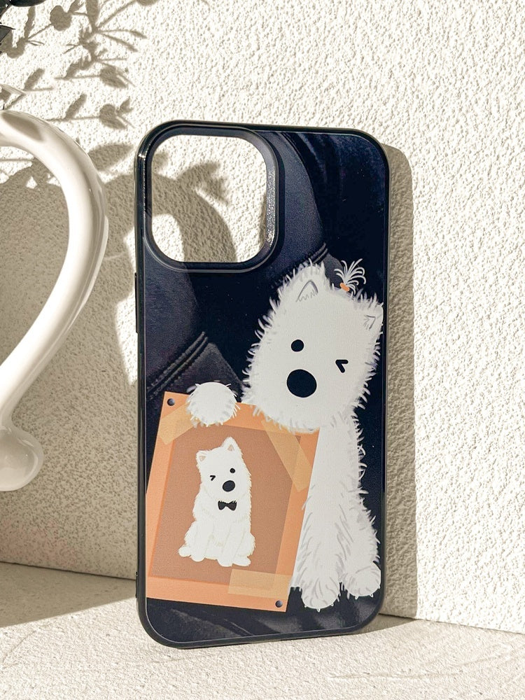 Cartoon Cute Plush Dog All-inclusive oporne na telefon etui