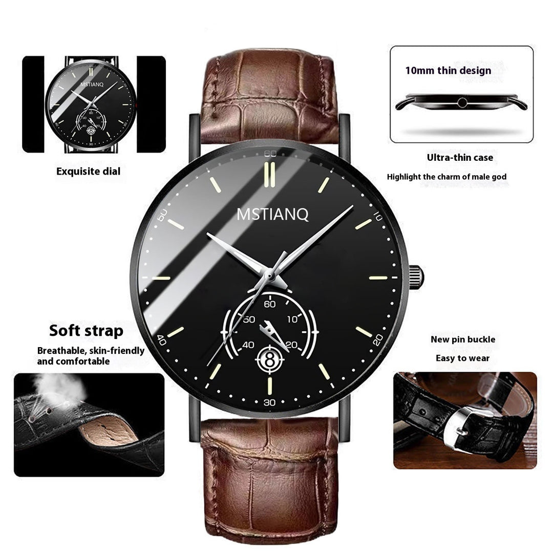 Trade Watch Stylish Black Technology Belt Raffinierte Stahl Korean Casual Calender