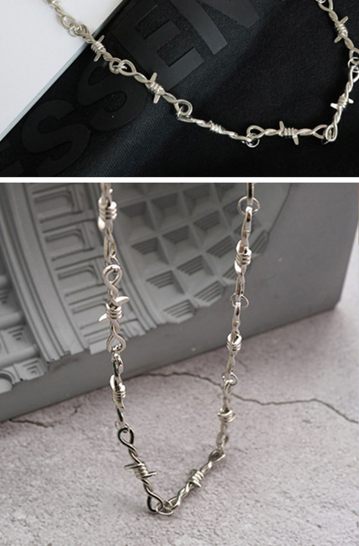 Retro Hip Hop Necklace Alloy Thorn Necklace Bracelet