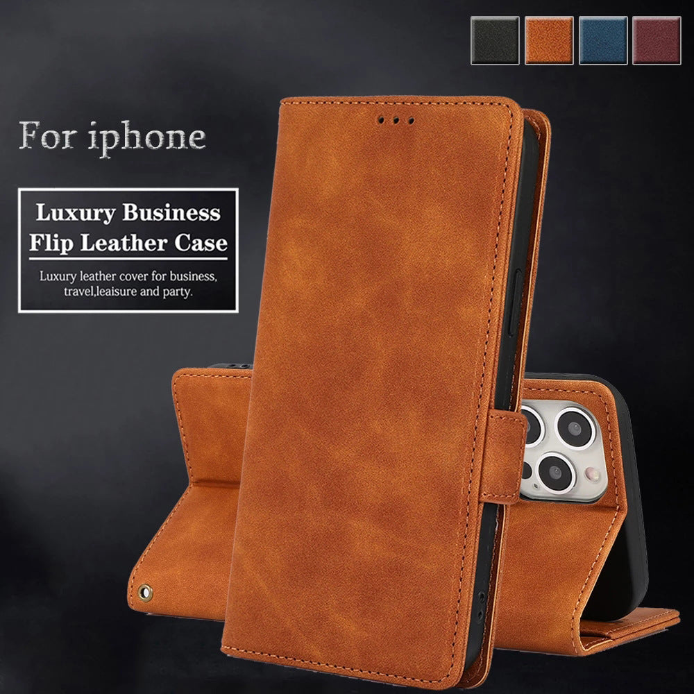 Flip Wallet Protective Leather Tarjeta de cuero Caja de teléfono