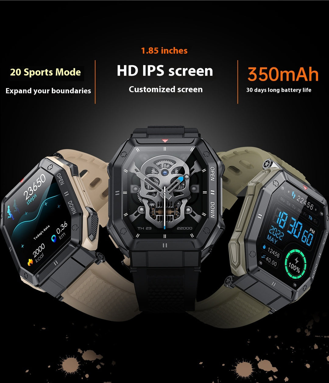 K55 Watch Smart Bluetooth מתקשר לפיקוח על לחץ הדם של דופק ספורט