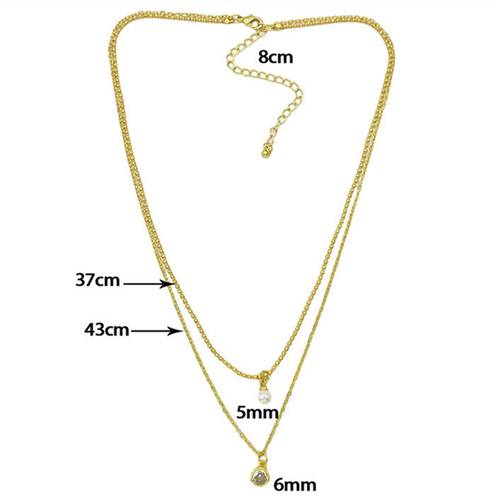 Einfacher kupfergebundener Zirkon zweischichtiger Twin-Halskette