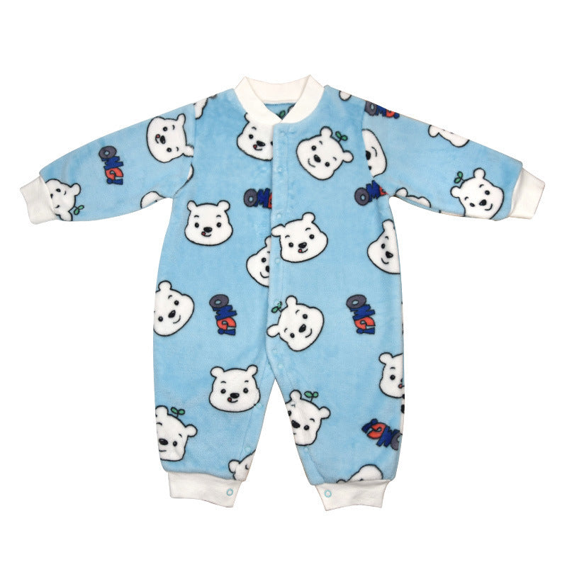 Бебе топли дрехи от еднократни дрехи корали с уплътнени пижами ромпери