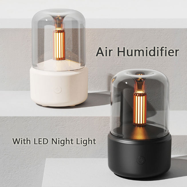 Atmosfera umidificador leve à luz de velas aroma difusor portátil 120ml Electric USB Air umidificador Cool Mist Maker Fogger 8-12 horas com luz noturna de LED Light