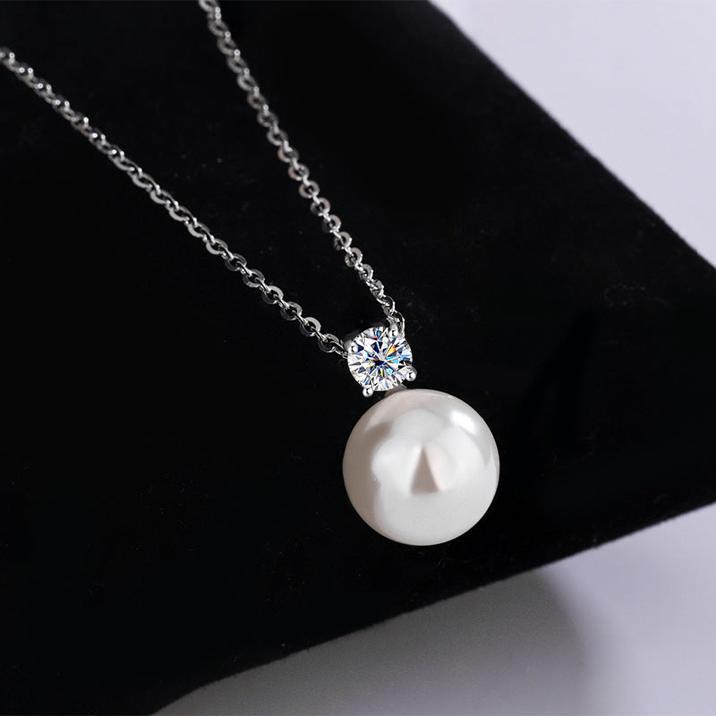 S925 Collier de perle de luxe léger en argent sterling classique