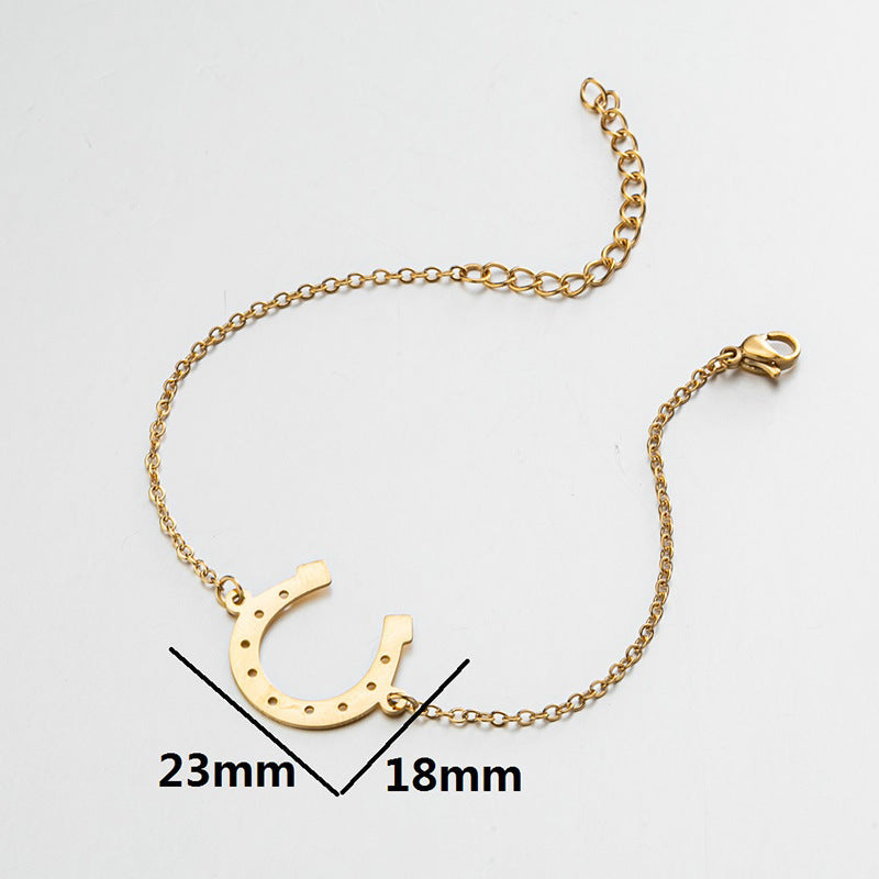 Light Luxury 18K Gold Women's Simple Lucky Horseshoe Bracelet