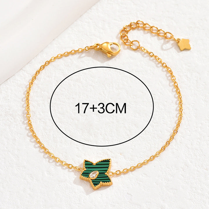 Koreaanse stijl titanium staal malachiet armband 18k gouden niet-fading betaalbare luxe mode roestvrijstalen armband vrouwelijk hoog gevoel