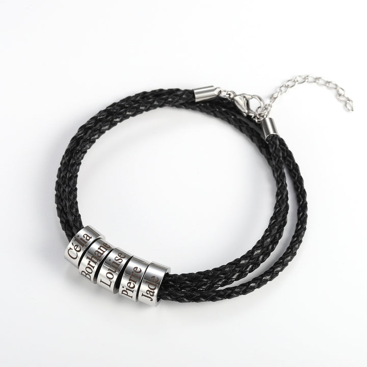 Nom personnalisé Cordon en cuir Bracelet personnalisé tressé