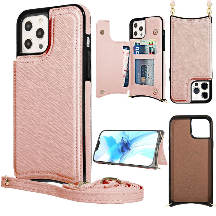 Mobile Phone Leather Card Cross Pattern Protective Case