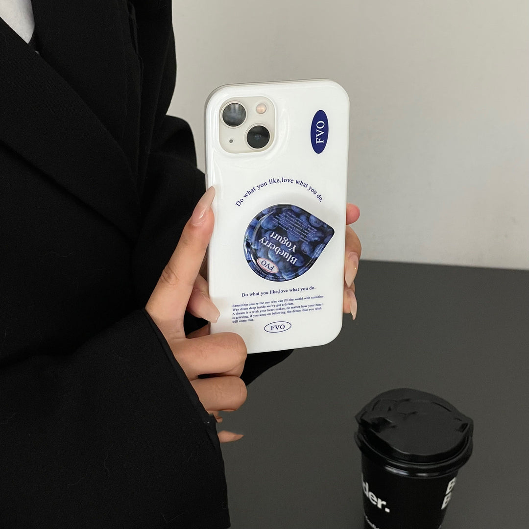 Simplified English Blueberry Stand Phone Case Applicable