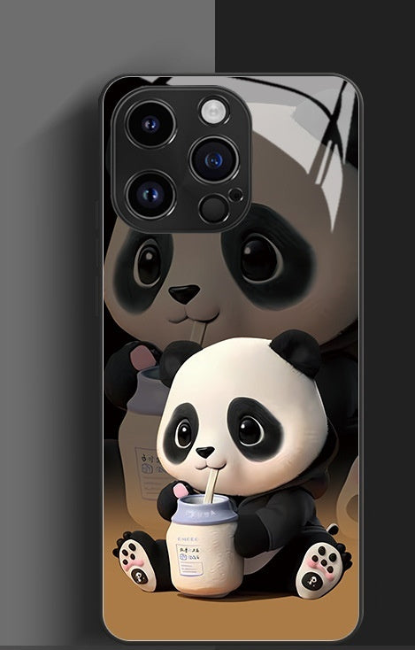 Panda Phone Case Cute Cartoon National Treasure Glass Hard Case