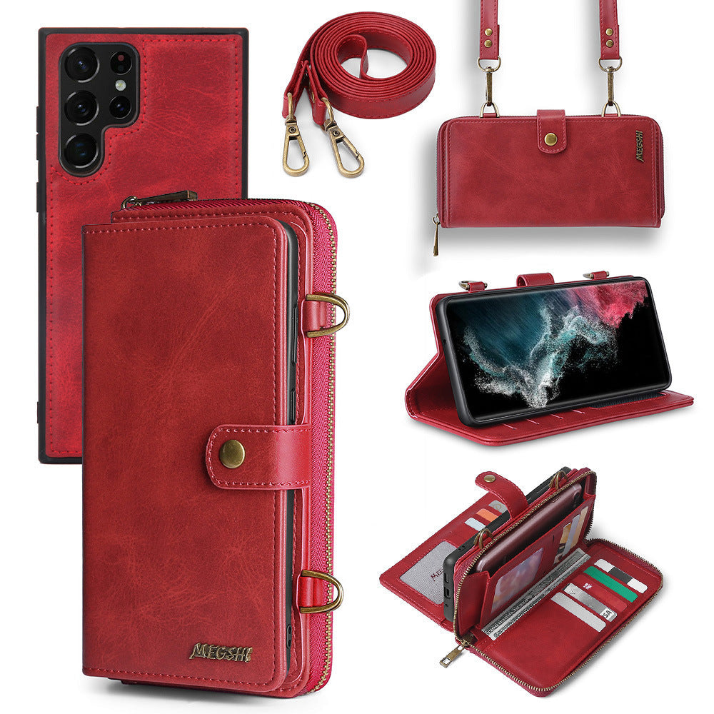 S22ULTRA CROSBODE Telefoonhoesje voor S22Plus Flip Leather Case