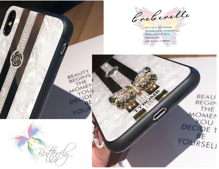 Kompatibel med Apple, Luxury Diamond Butterfly Mirror iPhone -fodral