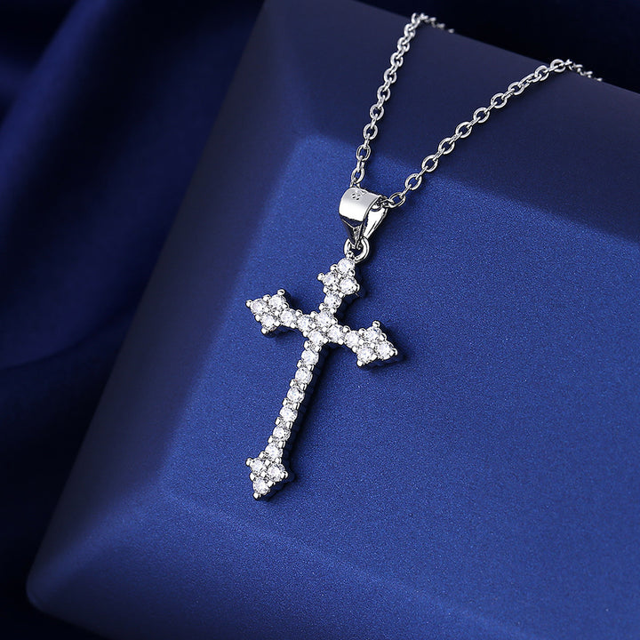 Collier simple Diamond Cross Pendant transfrontalier du commerce électronique en gros