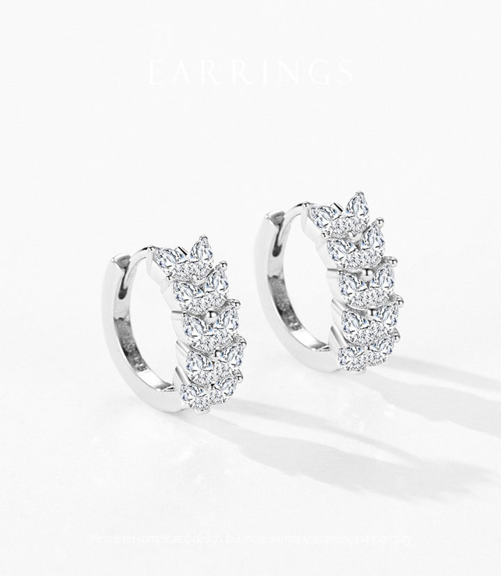 S925 Sterling Silver Diamond Leaf Shaped Earrings For Women