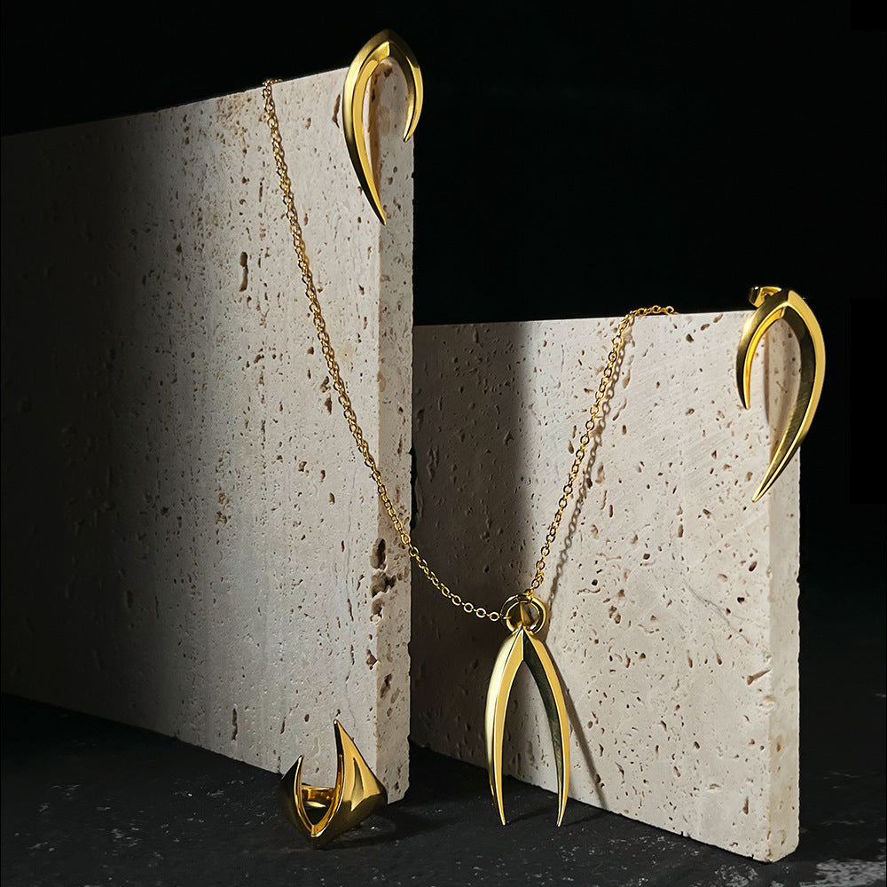 18k златно покритие месингов оригинален дизайн геометричен пънк остри конусни обеци от шпилка