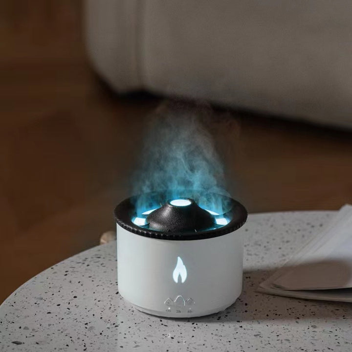 Nouvelle création ultrasonique d'huile essentielle Humidificateur Volcano Aromatherapy Machine Spray Jellyfish Air Flame Humidificateur Diffuseur