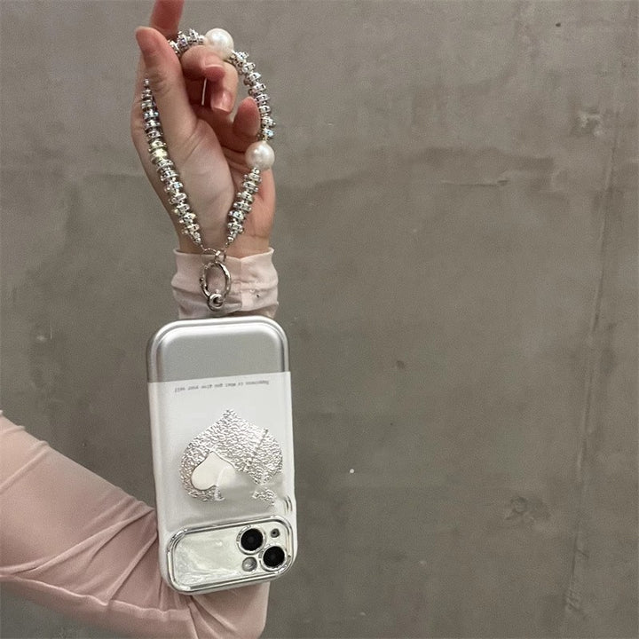 Koreanischer Stil Ins hochgradig silberweiß tragbarer Telefongehäuse