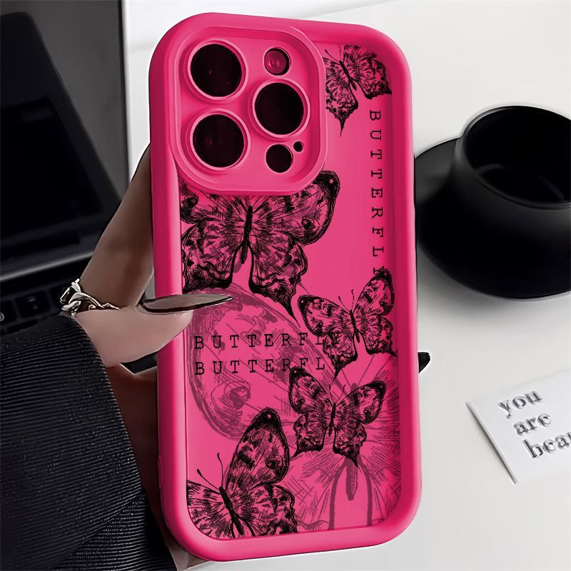 Retro Butterfly Print Drop-resistant Phone Case