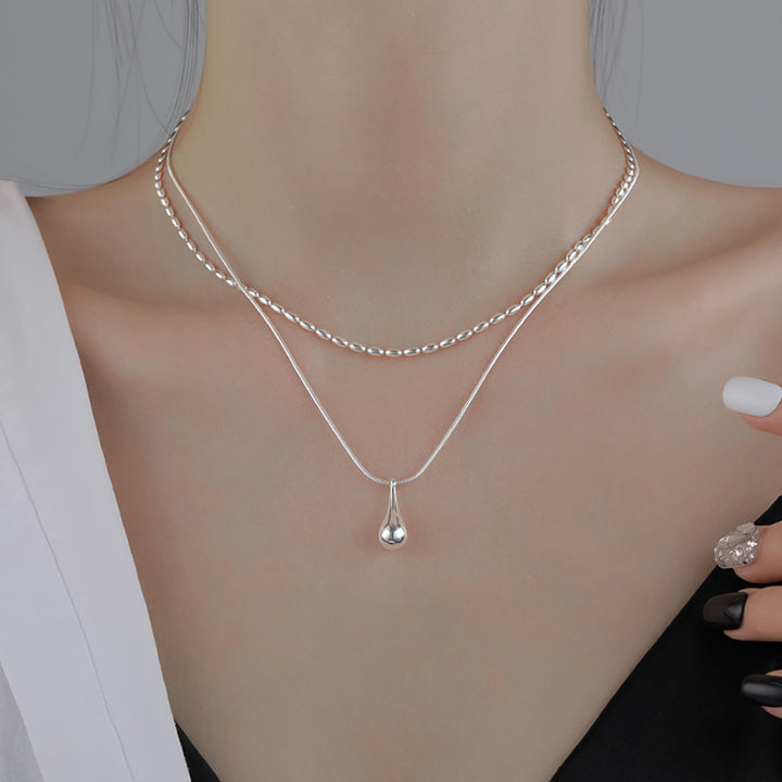 Women's Minimalist Water Drop Pendant Double-layer Necklace