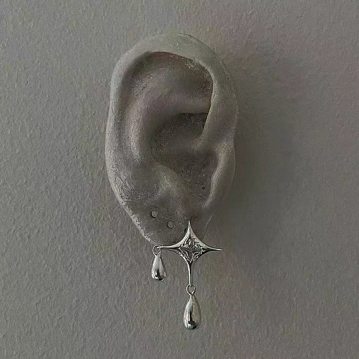 Silver Needle Star River Evening Stud Earrings dames driedimensionale waterdruppel