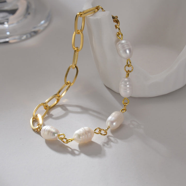 Women's 14K Gold Stitching Pearl Special-interest Design High-grade Bracelet