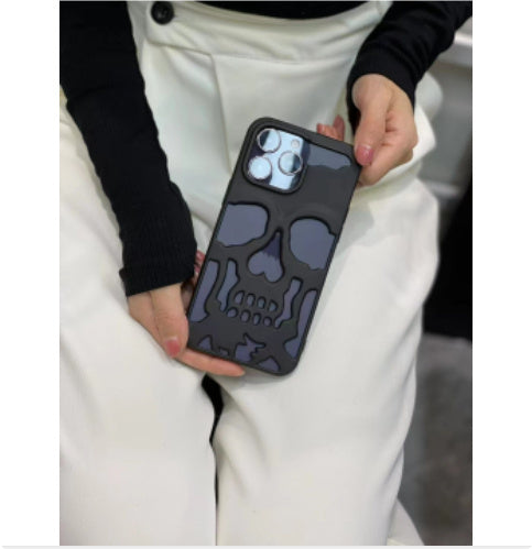 Luxury plating 3D Skull Phone Case Breatabele glanzende holle gouden metalen verf