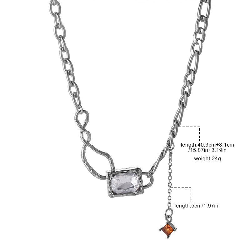 Sweet, Cool, Spicy Girl Style Cubic Zirconia Necklace For Women, Cold And Aloof Style, Niche And High-end Temperament, Collarbone Chain