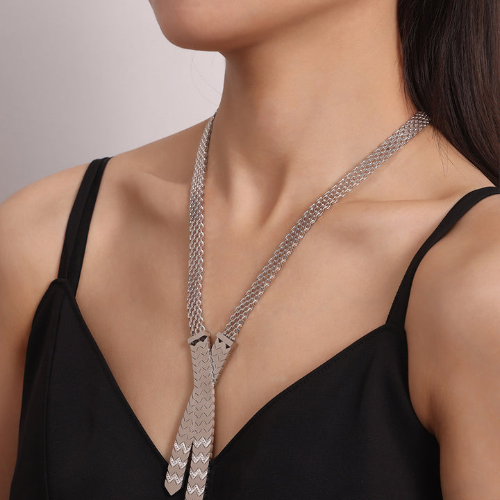 Fashion Titanium Steel 18K Gold Pating Diamond Cross Pendant Necklace