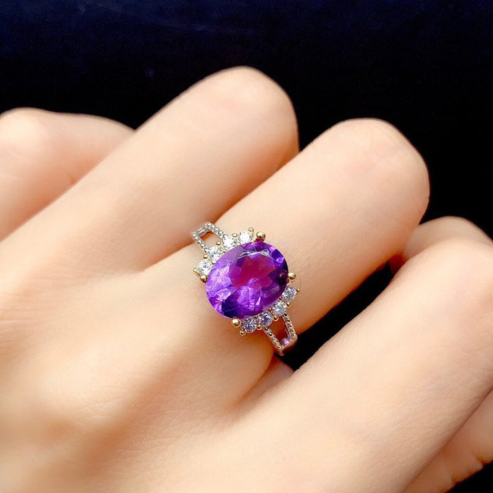 Новое симуляция аметиста расцвета цветных драгоценных камней открытое кольцо ожерелье кольца