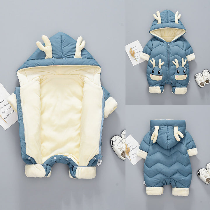Baby Winter Snowsuit Plus Velvet Tykke babygutter Jumpsuit 0-3 år Nyfødte Romper Girl Clothes Omlling