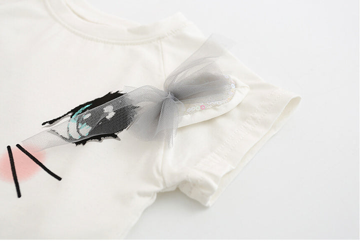 Новые девушки Дети милые детские кошачьи футболка с коротким рукавом набор для бисеров с пухлыми юбками из бисера