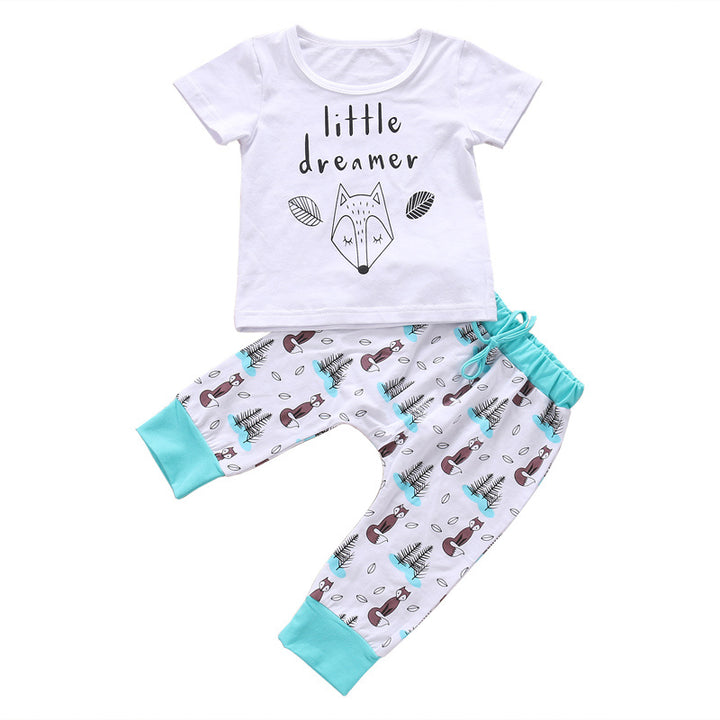 Новородени бебешки дрехи комплект тениски върхове+панталони малки момчета и момичета тоалети