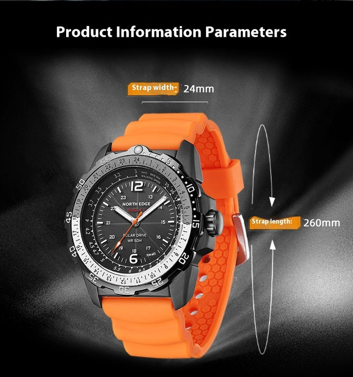 Outdoor Sports Waterproof Solar Rechargeable Watch Eco-Drive Luminous Long Endurance Swimming Men's Speed Measurement