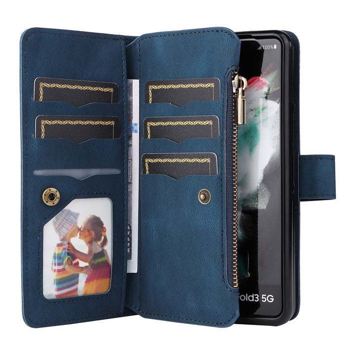 Z Fold 4 Mobile Phone Leather Case Multifunctional Zipper Wallet Case