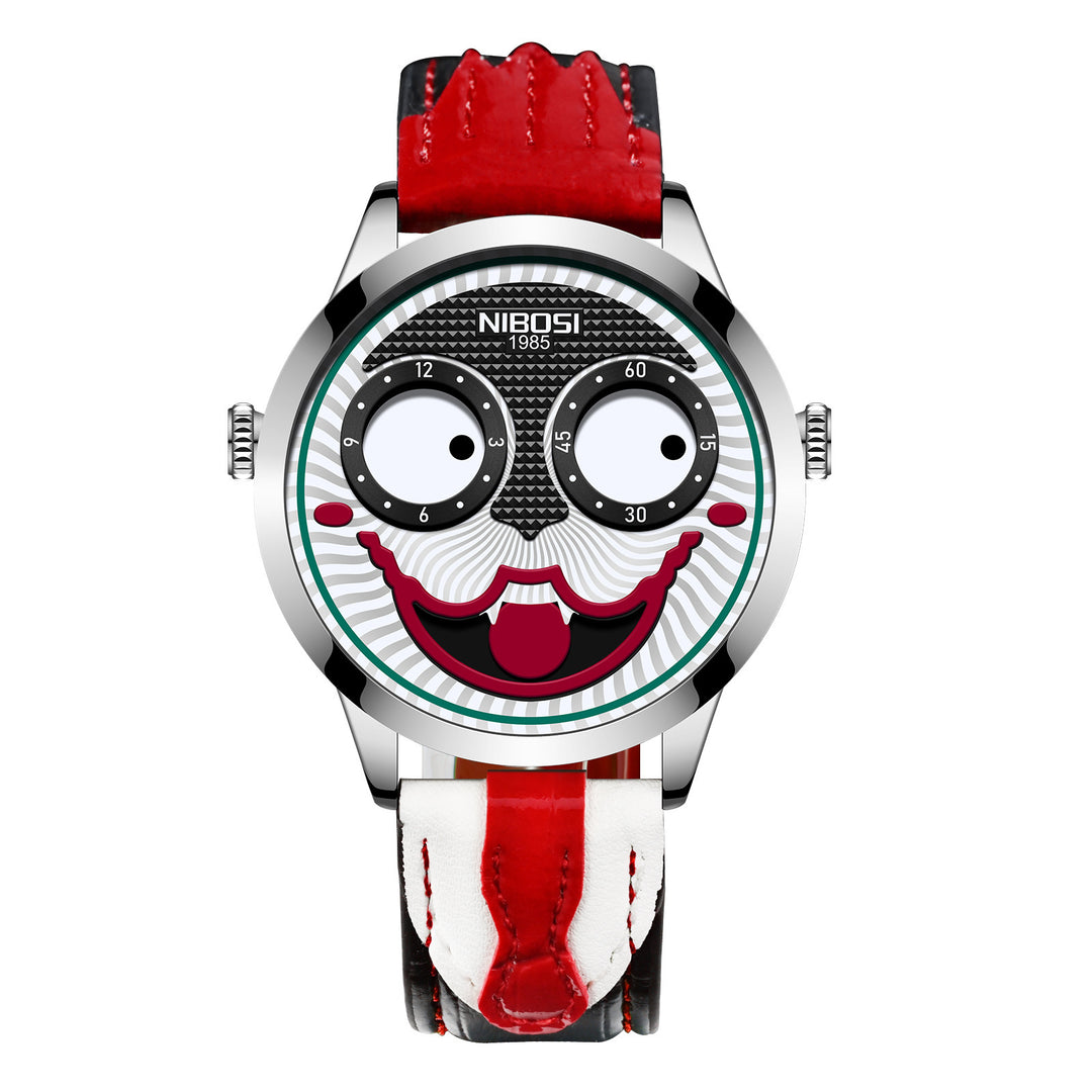 Russian Clown Men's Watch Leather Waterproof