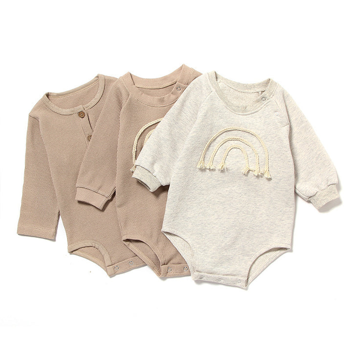 Spring and Autumn Rompper R Baby Sleeve Long Sleeve Waffle